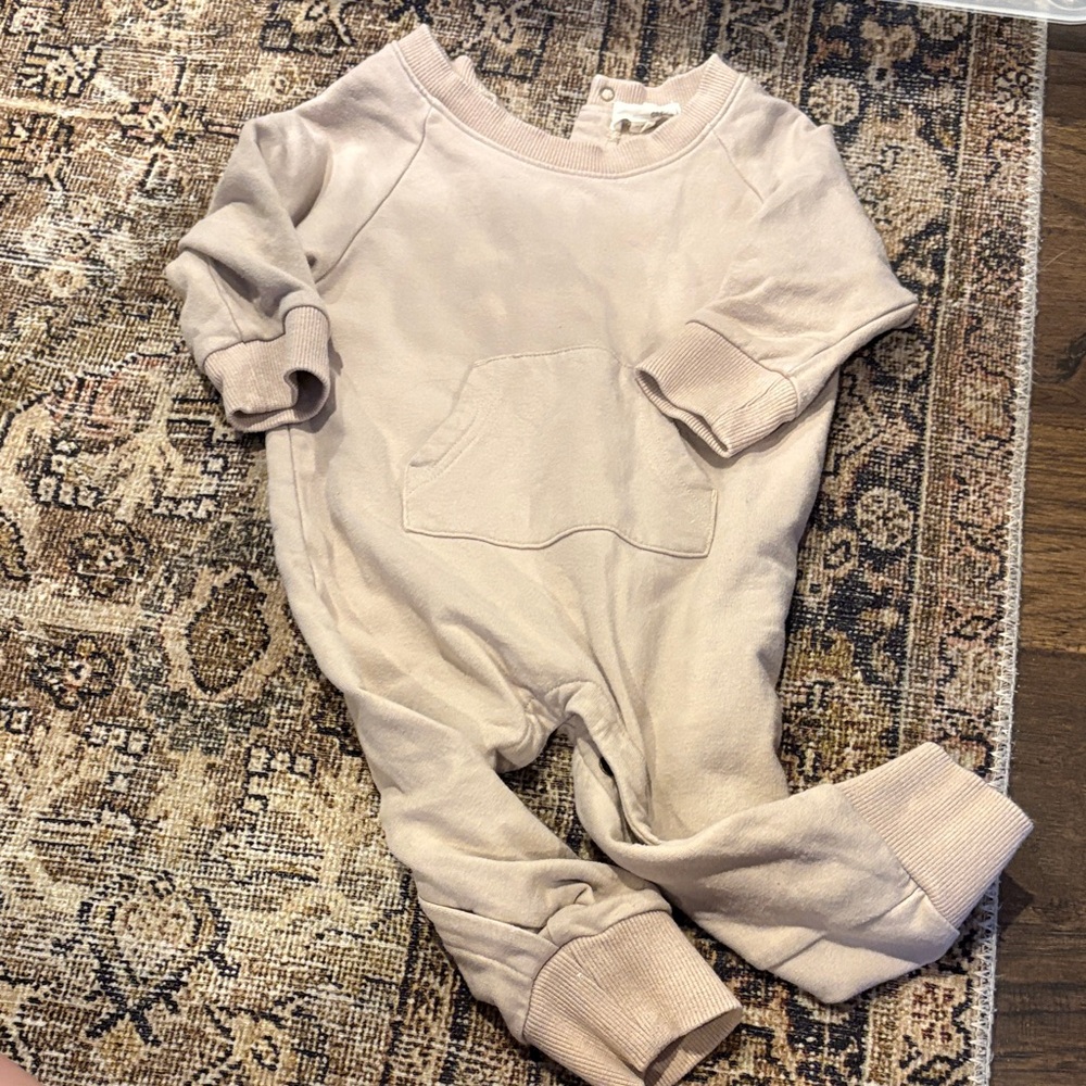 Cozy Cream Kids Footie Romper with Front Pocket